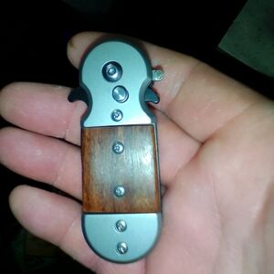 Wood Panel Metal Pocket Lighter - Silver and Brown